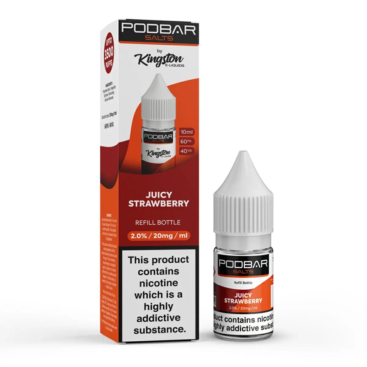 Product Image of Juicy Strawberry Nic Salt E-Liquid by PodBar Salts By Kingston 10ml